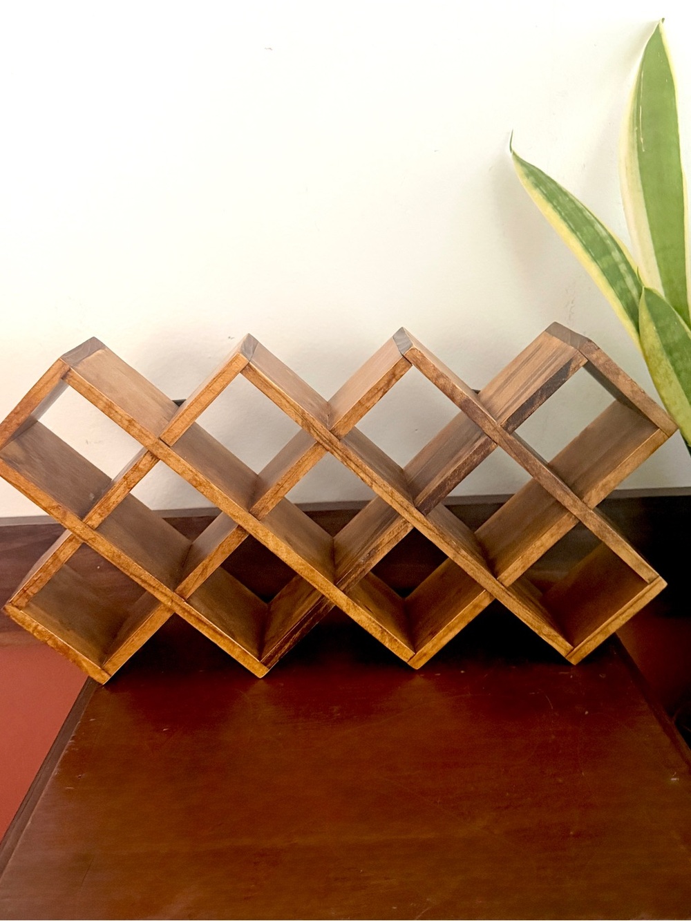 Vintage Style Wooden Criss Cross Spice Rack Trinket Shelf Display Holder Wall - Picture 6 of 11